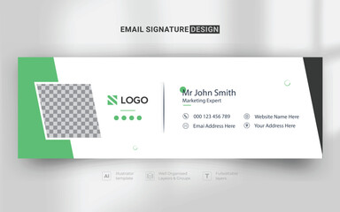 green corporate business email signature footer design template. elegant modern email signature design template
