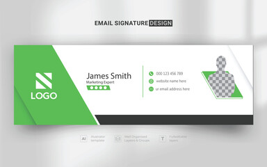 green corporate business email signature footer design template. elegant modern email signature design template