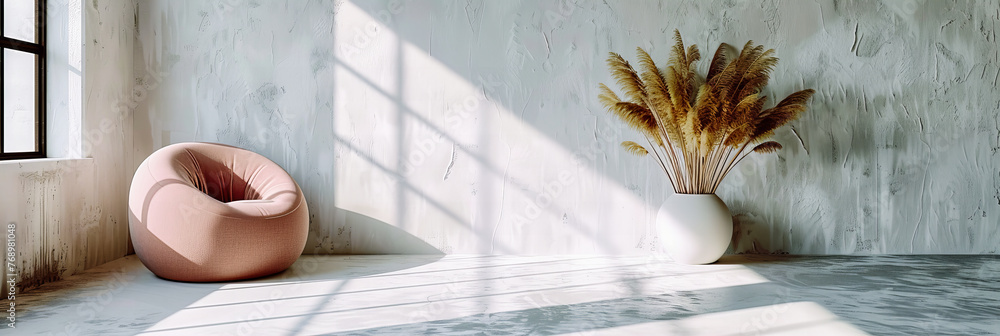 Poster architectural detail with light and shadow play, textured wall and window, modern building design wi