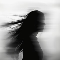 Blurry Silhouette of Girl With Long Hair