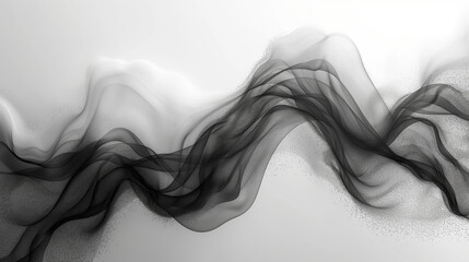 Abstract black smoke on white background. Monochrome smoke wave.