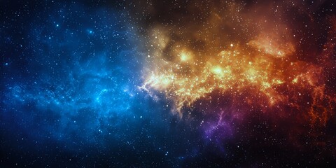 Cosmic brilliance with radiant color spectrum emanating from a galactic core