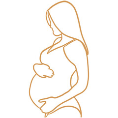 Pregnant Woman Line Drawing,  Happy Mother Day Minimalist Abstract Illustration