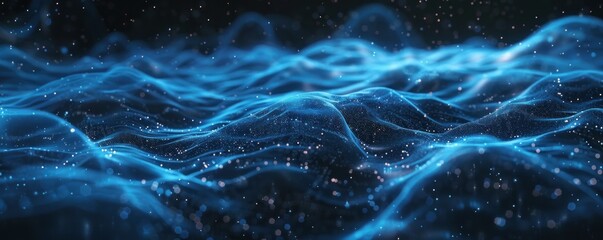 Abstract Blue Particle Waves