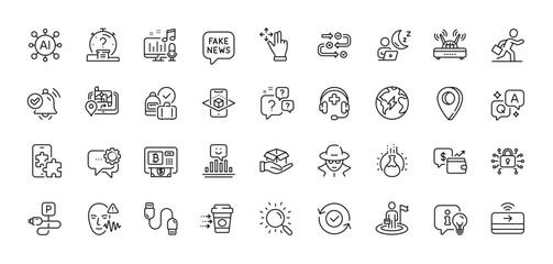 Coffee delivery, Lamp and Notification received line icons pack. AI, Question and Answer, Map pin icons. Smile, Electricity, Move gesture web icon. Vector