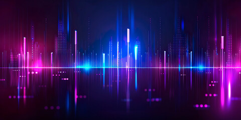 Abstract background with digital sound level meters, neon colors