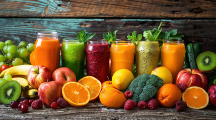 Fresh and Vibrant Display of Healthy Food and Drinks