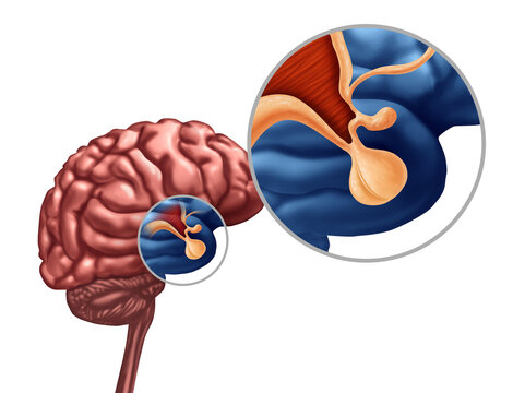 Pituitary Gland or Hypothalamus or hypophysis cerebri concept as the endocrine system symbol related to growth hormone as part of the human anatomy.