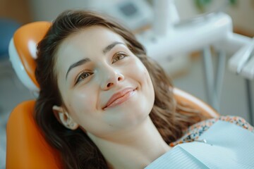 Fototapeta premium Woman Smiling in Dentist Chair