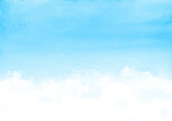 Blue morning sky. Watercolor illustration, hand drawn background