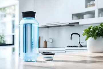 smart water bottle on pure white - obrazy, fototapety, plakaty