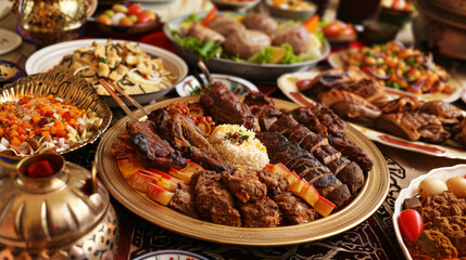 Eid al-Adha is characterized by hearty meat-based meals, symbolizing sacrifice and generosity