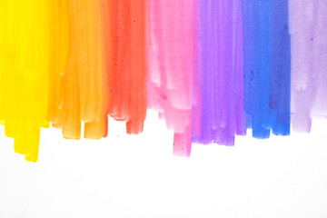 Abstract blended watercolor Rainbow felt pen colour on paper texture background