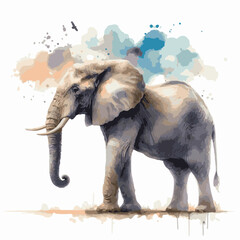 Elephant watercolor Artwork , Watercolor Elephant painting © Haider