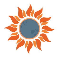 Sun and moon. Solar eclipse elements. Flat vector trendy illustration isolated on white background.