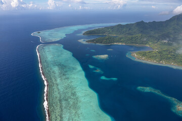 Aerial view of Raiatea lagoon, French Polynesia
