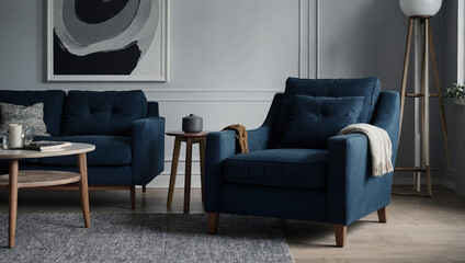 Scandinavian Blue Living Room 