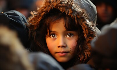 Little Girl Wearing Furry Hat