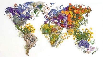 Global Map Formed by Flowers