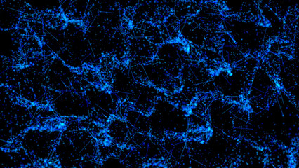 abstract blue flowing dust particles wave moving digital background