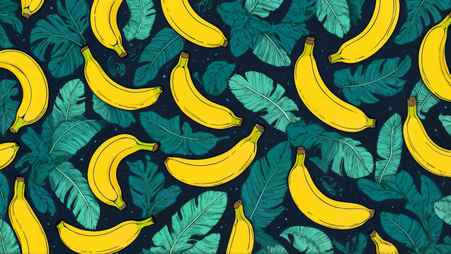Background of drawn bananas