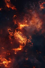 A crackling fire texture, representing the fiery breath of dragons and the burning passion of key characters, set against a night sky created with Generative AI Technology