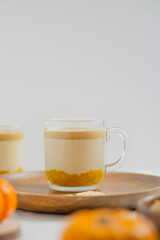 Pumpkin Latte on white background. Autumn concept.