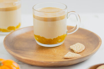 Pumpkin Latte on white background. Autumn concept.