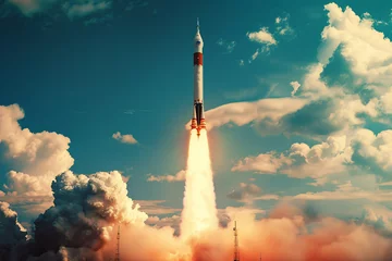 Foto op Canvas a rocket taking off from a launch pad © Doina