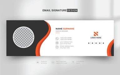 clean and simple orange color email signature design template