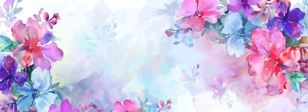 Watercolor floral design with vibrant colors and delicate brush strokes, creating an artistic background for social media posts Generative AI