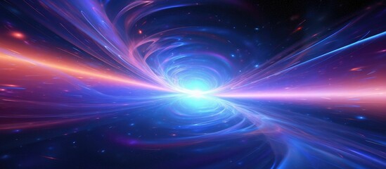Obraz premium An astronomical object emitting a stunning mix of purple and electric blue light resembling a lens flare in space, creating a mesmerizing visual effect that looks like a piece of art in the sky