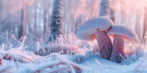  Glowing Mushrooms in an Enchanted Forest - obrazy, fototapety, plakaty
