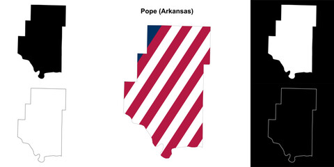 Pope county outline map set