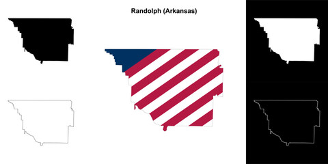 Randolph county outline map set