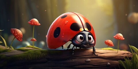 Illustration of a cute funny ladybug, cartoon