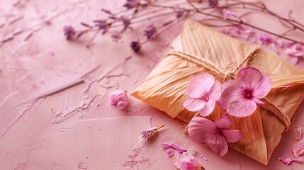 Pastel Harmony with Dried Flowers and Envelope