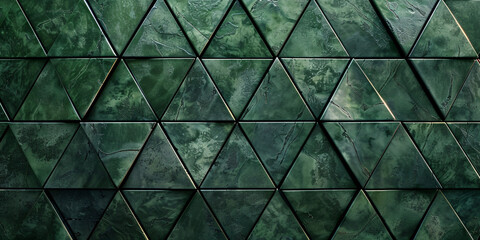 Emerald Green Triangular Mosaic Texture - Abstract Geometric Tiled Background Design