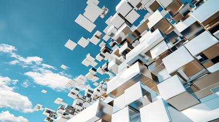  Abstract Blue 3D Cubes Pattern