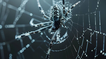 A close-up of a spider spinning its intricate web