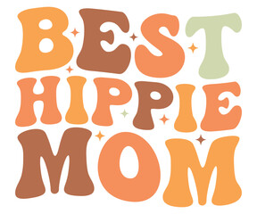 Best Hippie Mom Retro,Mom Life,Mother's Day,Stacked Mama,Boho Mama,Mom Era,wavy stacked letters,Retro, Groovy,Girl Mom,Cool Mom,Cat Mom




