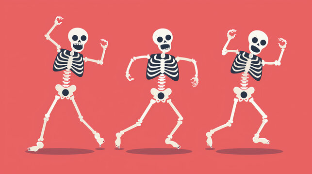Funny dancing skeletons for Halloween concept