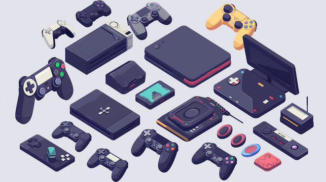 Abstract minimalist vector art of a game consoles