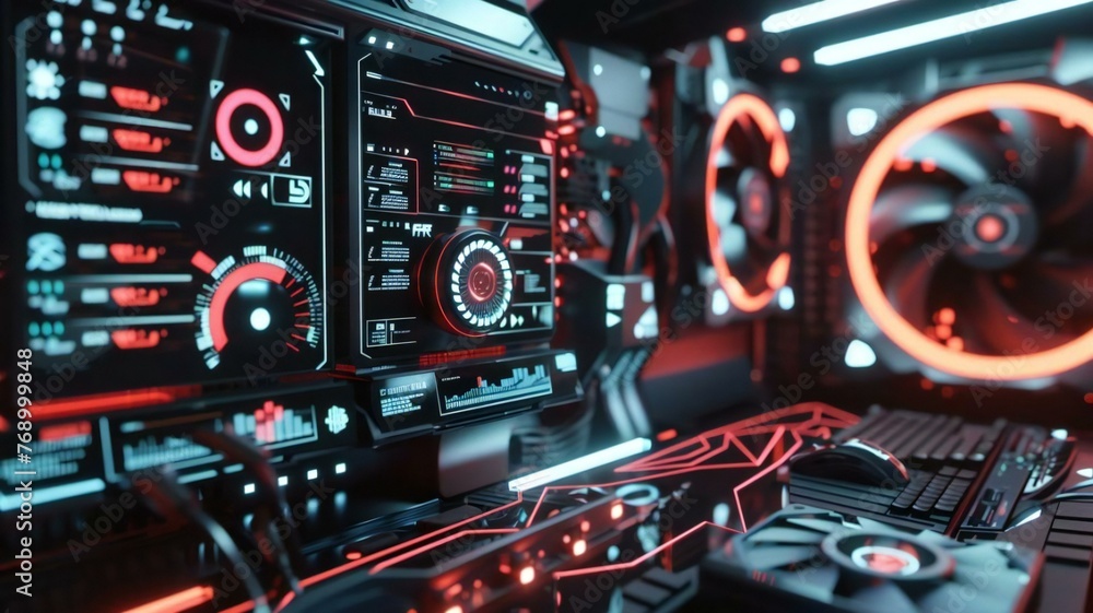 Aufkleber an image of a futuristic gaming setup with advanced technology