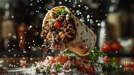 Burst of Flavor Beef Burrito - obrazy, fototapety, plakaty