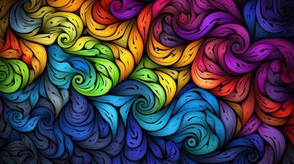 Vibrant abstract background featuring a colorful pattern of swirls creating a sense of movement and artistic flair