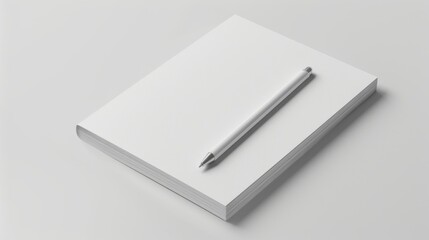 Minimalist beauty of white notepad on white background