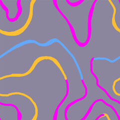 Squiggle line doodle seamless pattern. Creative abstract scribble style drawing background for kid or trendy design with basic shapes. Simple childish scribble wallpaper print.