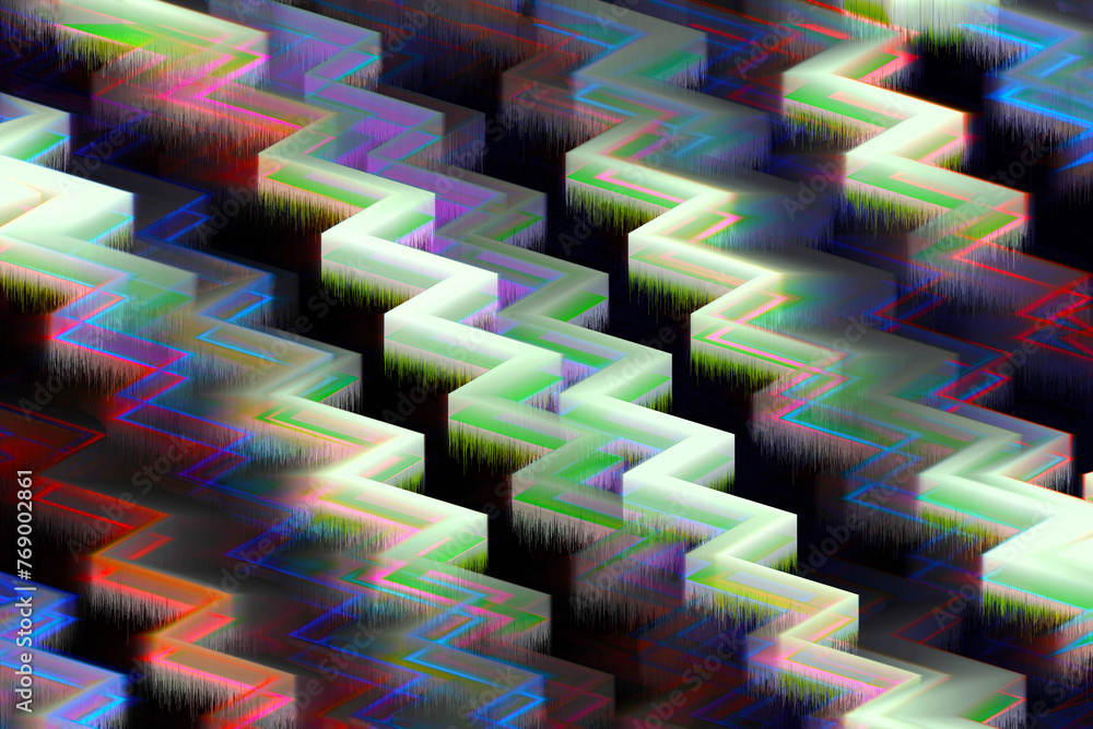 Poster zigzag 3d pattern abstract in multicolor