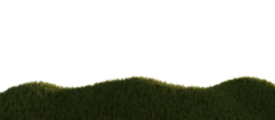 Fototapeta premium Lush green grassy hills under a clear sky. Transparent background. 3D rendering. 
